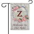 thumbnail image 1 of Monogram Z Hello Spring Flowers Decor House Flag Welcome to Our Home Letter Vetical Home Banner Double Sided Print, 1 of 5
