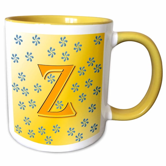 3drose, Monogram - Z - Smudgeart Monograms Are a Vibrant and Versatile Collection, 15oz Two-tone Yellow Mug