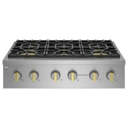 Monogram - 36" Built-In Gas Cooktop with 6 Burners - Stainless steel