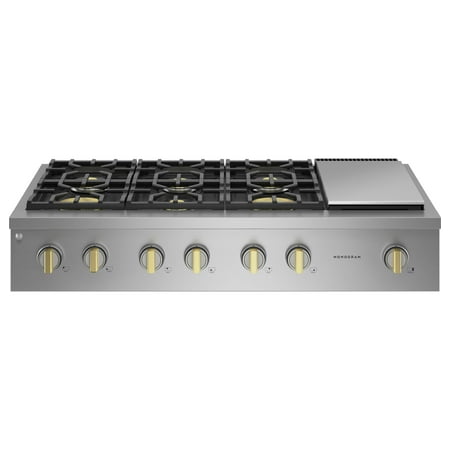 Monogram - 48" Built-In Gas Cooktop with 6 Burners - Stainless steel