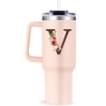 thumbnail image 1 of Monogrammed 40oz Tumbler with Handle for Women, Personalized Birthday Gifts for Women,Initial Cups for Woman Floral Letter V,Customized Gifts for Female Lady Gift for Mothers Day Christmas, 1 of 6