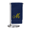 thumbnail image 1 of Monogrammed Bath Towel, Personalized Gift, 27 x 54 inches - Set of 1 - Gold Script Embroidered Towel - 100% Turkish Cotton- Soft Terry Finish - for Bathroom or Spa - Script M Navy, 1 of 1