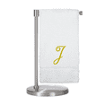 thumbnail image 1 of Monogrammed Bath Towel, Personalized Gift, 27 x 54 inches - Set of 1 - Gold Script Embroidered Towel - 100% Turkish Cotton- Soft Terry Finish - for Bathroom or Spa - Script J White, 1 of 1