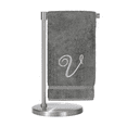 thumbnail image 1 of Monogrammed Bath Towel, Personalized Gift, 27 x 54 inches - Set of 1 - Silver Script Embroidered Towel - 100% Turkish Cotton- Soft Terry Finish - for Bathroom or Spa - Script V Gray, 1 of 1