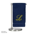 thumbnail image 1 of Monogrammed Bath Towel, Personalized Gift, 27 x 54 inches - Set of 2 - Gold Script Embroidered Towel - 100% Turkish Cotton- Soft Terry Finish - for Bathroom or Spa - Script L Navy, 1 of 2