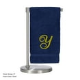 thumbnail image 1 of Monogrammed Bath Towel, Personalized Gift, 27 x 54 inches - Set of 2 - Gold Script Embroidered Towel - 100% Turkish Cotton- Soft Terry Finish - for Bathroom or Spa - Script Y Navy, 1 of 2