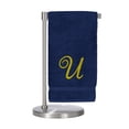 thumbnail image 1 of Monogrammed Bath Towel, Personalized Gift, 27 x 54 inches - Set of 2 - Gold Script Embroidered Towel - 100% Turkish Cotton- Soft Terry Finish - for Bathroom or Spa - Script U Navy, 1 of 4