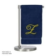 thumbnail image 1 of Monogrammed Bath Towel, Personalized Gift, 27 x 54 inches - Set of 2 - Gold Script Embroidered Towel - 100% Turkish Cotton - Soft Terry Finish - for Bathroom, or Spa - Script Z Navy Towels, 1 of 2