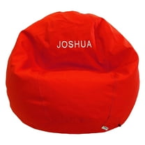 Monogrammed Cotton 31x33x20" Small Bean Bag Chair - w/Polystyrene Beads and CertiPUR Foam Filled Bean Bag for Teens and Kids - Red