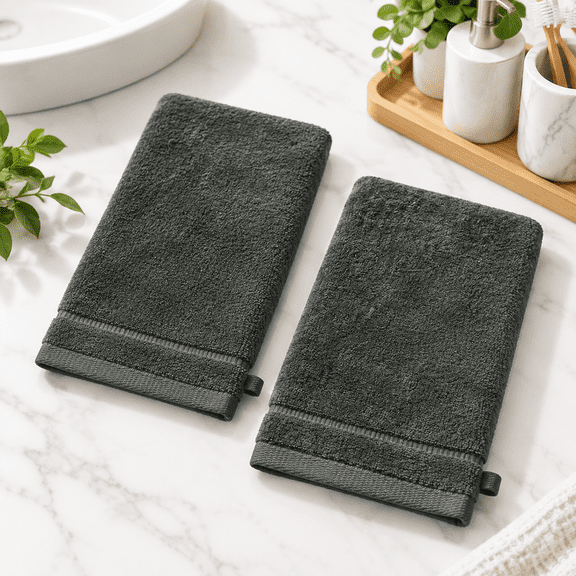 Monogrammed Fingertip Towels Set of 2, Initial B, 11 x 18 Inches, Soft Velour Absorbent Cotton for Bathroom Kitchen Spa