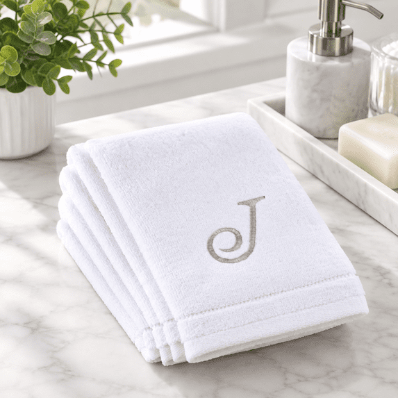Monogramen Monogrammed Fingertip Towels Set of 4, Initial J, 11 x 18 Inches ...