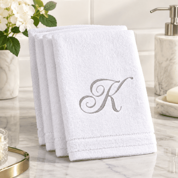 Monogramen Monogrammed Fingertip Towels Set of 4, Initial K, 11 x 18 Inches, 100% ...
