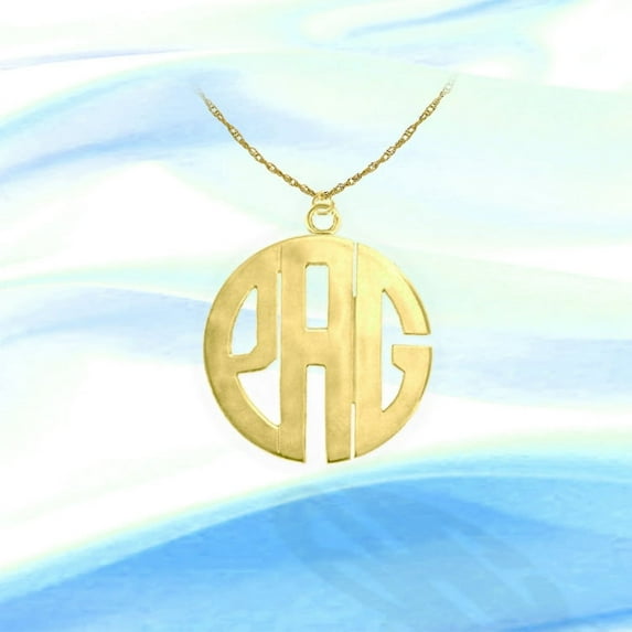 Monogrammed Gold Plated Sterling Silver - Designer Personalized - Handcrafted Custom Block Initials - Monogram Necklace - Made in USA