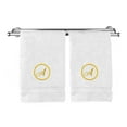 thumbnail image 1 of Monogrammed Hand Towel, Personalized Gift, 16 x 30 Inches - Gold Letter Embroidered with Circle Design on White Towel - Extra Absorbent - 100% Turkish Cotton - Soft Terry Finish - Initial A, 1 of 1