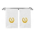 thumbnail image 1 of Monogrammed Hand Towel, Personalized Gift, 16 x 30 Inches - Gold Letter Embroidered with Wreath Design on White Towel - Extra Absorbent - 100% Turkish Cotton - Soft Terry Finish - Initial X, 1 of 1