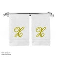 thumbnail image 1 of Monogrammed Hand Towel, Personalized Gift, 16 x 30 Inches - Set of 2 - Gold Embroidered Towel - Extra Absorbent 100% Turkish Cotton- Soft Terry Finish - for Bathroom, Kitchen and Spa- Script X White, 1 of 3
