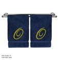 thumbnail image 1 of Monogrammed Hand Towel, Personalized Gift, 16 x 30 Inches - Set of 2 - Gold Embroidered Towel - Extra Absorbent 100% Turkish Cotton - Soft Terry Finish - for Bathroom, Kitchen and Spa - Script O Navy, 1 of 3