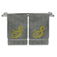 thumbnail image 1 of Monogrammed Hand Towel, Personalized Gift, 16 x 30 Inches - Set of 2 - Gold Embroidered Towel - Extra Absorbent 100% Turkish Cotton - Soft Terry Finish - for Bathroom, Kitchen and Spa - Script S Gray, 1 of 3