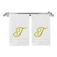 thumbnail image 1 of Monogrammed Hand Towel, Personalized Gift, 16 x 30 Inches - Set of 2 - Gold Embroidered Towel - Extra Absorbent 100% Turkish Cotton- Soft Terry Finish - for Bathroom, Kitchen and Spa- Script T White, 1 of 3