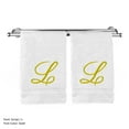 thumbnail image 1 of Monogrammed Hand Towel, Personalized Gift, 16 x 30 Inches - Set of 2 - Gold Embroidered Towel - Extra Absorbent 100% Turkish Cotton- Soft Terry Finish - for Bathroom, Kitchen and Spa- Script L White, 1 of 1