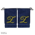 thumbnail image 1 of Monogrammed Hand Towel, Personalized Gift, 16 x 30 Inches - Set of 2 - Gold Embroidered Towel - Extra Absorbent 100% Turkish Cotton - Soft Terry Finish - for Bathroom, Kitchen and Spa - Script Z Navy, 1 of 3