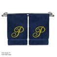 thumbnail image 1 of Monogrammed Hand Towel, Personalized Gift, 16 x 30 Inches - Set of 2 - Gold Embroidered Towel - Extra Absorbent 100% Turkish Cotton - Soft Terry Finish - for Bathroom, Kitchen and Spa - Script P Navy, 1 of 3