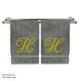 thumbnail image 1 of Monogrammed Hand Towel, Personalized Gift, 16 x 30 Inches - Set of 2 - Gold Embroidered Towel - Extra Absorbent 100% Turkish Cotton - Soft Terry Finish - for Bathroom, Kitchen and Spa - Script H Gray, 1 of 3
