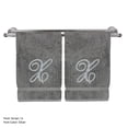 thumbnail image 1 of Monogrammed Hand Towel, Personalized Gift, 16 x 30 Inches - Set of 2 - Silver Embroidered Towel - Extra Absorbent 100% Turkish Cotton- Soft Terry Finish - for Bathroom, Kitchen and Spa- Script X Gray, 1 of 3