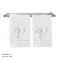 thumbnail image 1 of Monogrammed Hand Towel, Personalized Gift, 16 x 30 Inches - Set of 2 - Silver Embroidered Towel - Extra Absorbent 100% Turkish Cotton- Soft Terry Finish - For Bathroom, Kitchen and Spa- Script V White, 1 of 3