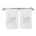 thumbnail image 1 of Monogrammed Hand Towel, Personalized Gift, 16 x 30 Inches - Set of 2 - Silver Embroidered Towel - Extra Absorbent 100% Turkish Cotton- Soft Terry Finish - For Bathroom, Kitchen and Spa- Script R White, 1 of 3