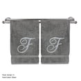 thumbnail image 1 of Monogrammed Hand Towel, Personalized Gift, 16 x 30 Inches - Set of 2 - Silver Embroidered Towel - Extra Absorbent 100% Turkish Cotton- Soft Terry Finish - for Bathroom, Kitchen and Spa- Script F Gray, 1 of 2