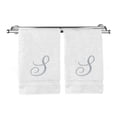 thumbnail image 1 of Monogrammed Hand Towel, Personalized Gift, 16 x 30 Inches - Set of 2 - Silver Embroidered Towel - Extra Absorbent 100% Turkish Cotton- Soft Terry Finish - For Bathroom, Kitchen and Spa- Script S White, 1 of 3