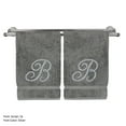 thumbnail image 1 of Monogrammed Hand Towel, Personalized Gift, 16 x 30 Inches - Set of 2 - Silver Embroidered Towel - Extra Absorbent 100% Turkish Cotton- Soft Terry Finish - for Bathroom, Kitchen and Spa- Script B Gray, 1 of 2
