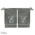 thumbnail image 1 of Monogrammed Hand Towel, Personalized Gift, 16 x 30 Inches - Set of 2 - Silver Embroidered Towel - Extra Absorbent 100% Turkish Cotton- Soft Terry Finish - for Bathroom, Kitchen and Spa- Script E Gray, 1 of 3