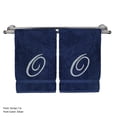 thumbnail image 1 of Monogrammed Hand Towel, Personalized Gift, 16 x 30 Inches - Set of 2 - Silver Embroidered Towel - Extra Absorbent 100% Turkish Cotton- Soft Terry Finish - For Bathroom, Kitchen and Spa- Script O Navy, 1 of 2