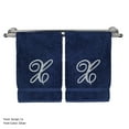 thumbnail image 1 of Monogrammed Hand Towel, Personalized Gift, 16 x 30 Inches - Set of 2 - Silver Embroidered Towel - Extra Absorbent 100% Turkish Cotton- Soft Terry Finish - For Bathroom, Kitchen and Spa- Script X Navy, 1 of 3