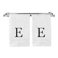 thumbnail image 1 of Monogrammed Hand Towel, Personalized Gift, Set of 2- Black Block Letter Embroidered Towel - Extra Absorbent 100% Turkish Cotton - Soft Terry Finish - Initial E White, 1 of 1