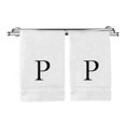 thumbnail image 1 of Monogrammed Hand Towel, Personalized Gift, Set of 2- Black Block Letter Embroidered Towel - Extra Absorbent 100% Turkish Cotton - Soft Terry Finish - Initial P White, 1 of 1