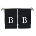 thumbnail image 1 of Monogrammed Hand Towel, Personalized Gift, Set of 2- White Block Letter Embroidered Towel - Extra Absorbent 100% Turkish Cotton - Soft Terry Finish - Initial B Black, 1 of 1