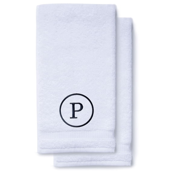 Monogrammed Hand Towels for Bathroom Kitchen Makeup | Personalized Gift for Wedding-Bridal | Classic Font Custom Luxury Turkish Towel | Spa Collection, Oversized, 16 X 30 Inch, Set of 2