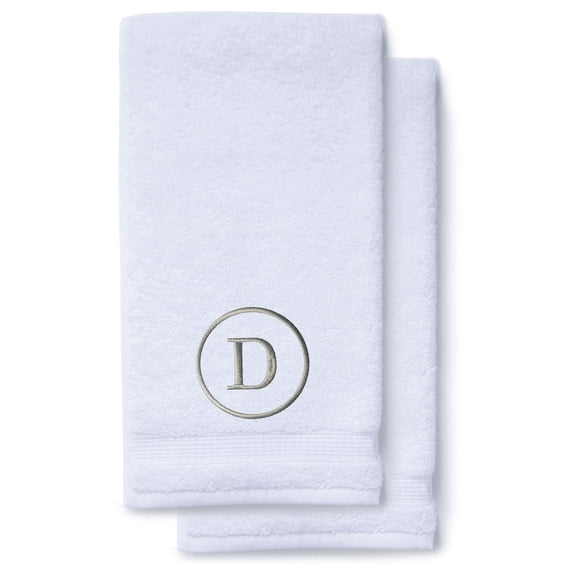 Monogrammed Hand Towels for Bathroom Kitchen Makeup | Personalized Gift for Wedding-Bridal | Classic Font Custom Luxury Turkish Towel | Spa Collection, Oversized, 16 X 30 Inch, Set of 2