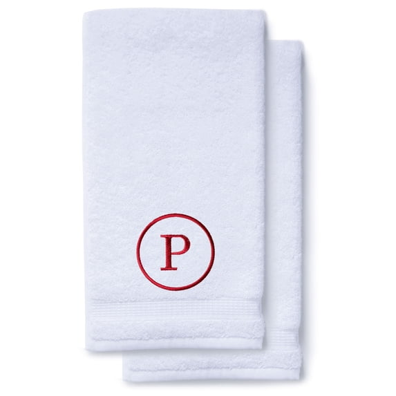 Monogrammed Hand Towels for Bathroom Kitchen Makeup | Personalized Gift for Wedding-Bridal | Classic Font Custom Luxury Turkish Towel | Spa Collection, Oversized, 16 X 30 Inch, Set of 2