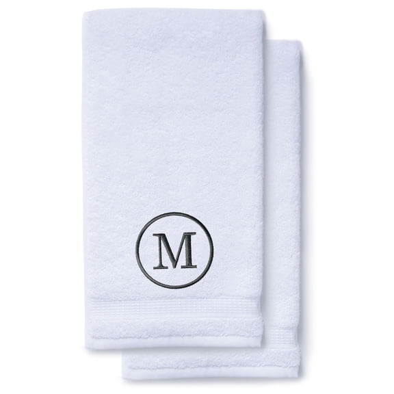 Monogrammed Hand Towels for Bathroom Kitchen Makeup | Personalized Gift for Wedding-Bridal | Classic Font Custom Luxury Turkish Towel | Spa Collection, Oversized, 16 X 30 Inch, Set of 2