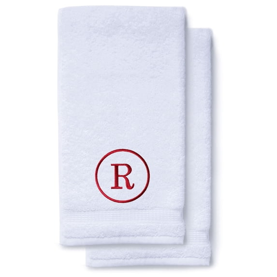 Monogrammed Hand Towels for Bathroom Kitchen Makeup | Personalized Gift for Wedding-Bridal | Classic Font Custom Luxury Turkish Towel | Spa Collection, Oversized, 16 X 30 Inch, Set of 2