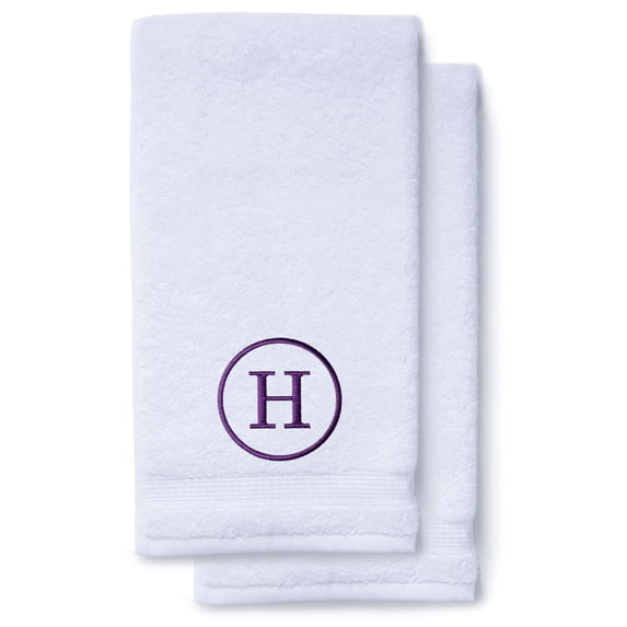 Monogrammed Hand Towels for Bathroom Kitchen Makeup | Personalized Gift for Wedding-Bridal | Classic Font Custom Luxury Turkish Towel | Spa Collection, Oversized, 16 X 30 Inch, Set of 2