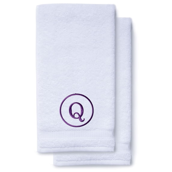 Monogrammed Hand Towels for Bathroom Kitchen Makeup | Personalized Gift for Wedding-Bridal | Classic Font Custom Luxury Turkish Towel | Spa Collection, Oversized, 16 X 30 Inch, Set of 2