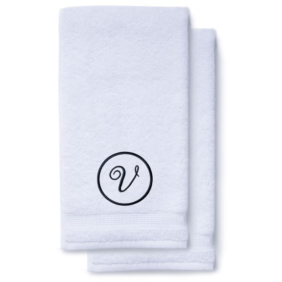 Monogrammed Hand Towels for Bathroom Kitchen Makeup | Personalized Gift for Wedding-Bridal | Custom Luxury Turkish Towel | Spa Collection, Oversized, 16 X 30 Inch, Set of 2