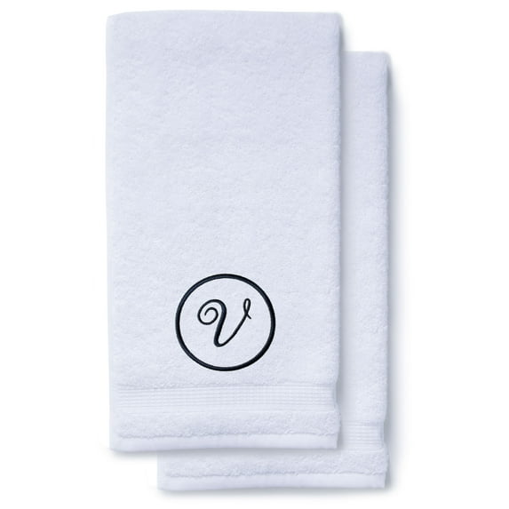 Monogrammed Hand Towels for Bathroom Kitchen Makeup | Personalized Gift for Wedding-Bridal | Custom Luxury Turkish Towel | Spa Collection, Oversized, 16 X 30 Inch, Set of 2