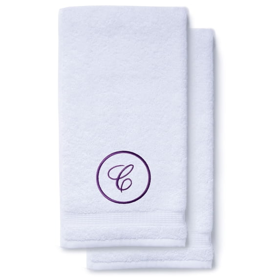 Monogrammed Hand Towels for Bathroom Kitchen Makeup | Personalized Gift for Wedding-Bridal | Custom Luxury Turkish Towel | Spa Collection, Oversized, 16 X 30 Inch, Set of 2