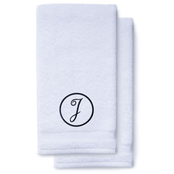 Monogrammed Hand Towels for Bathroom Kitchen Makeup | Personalized Gift for Wedding-Bridal | Custom Luxury Turkish Towel | Spa Collection, Oversized, 16 X 30 Inch, Set of 2
